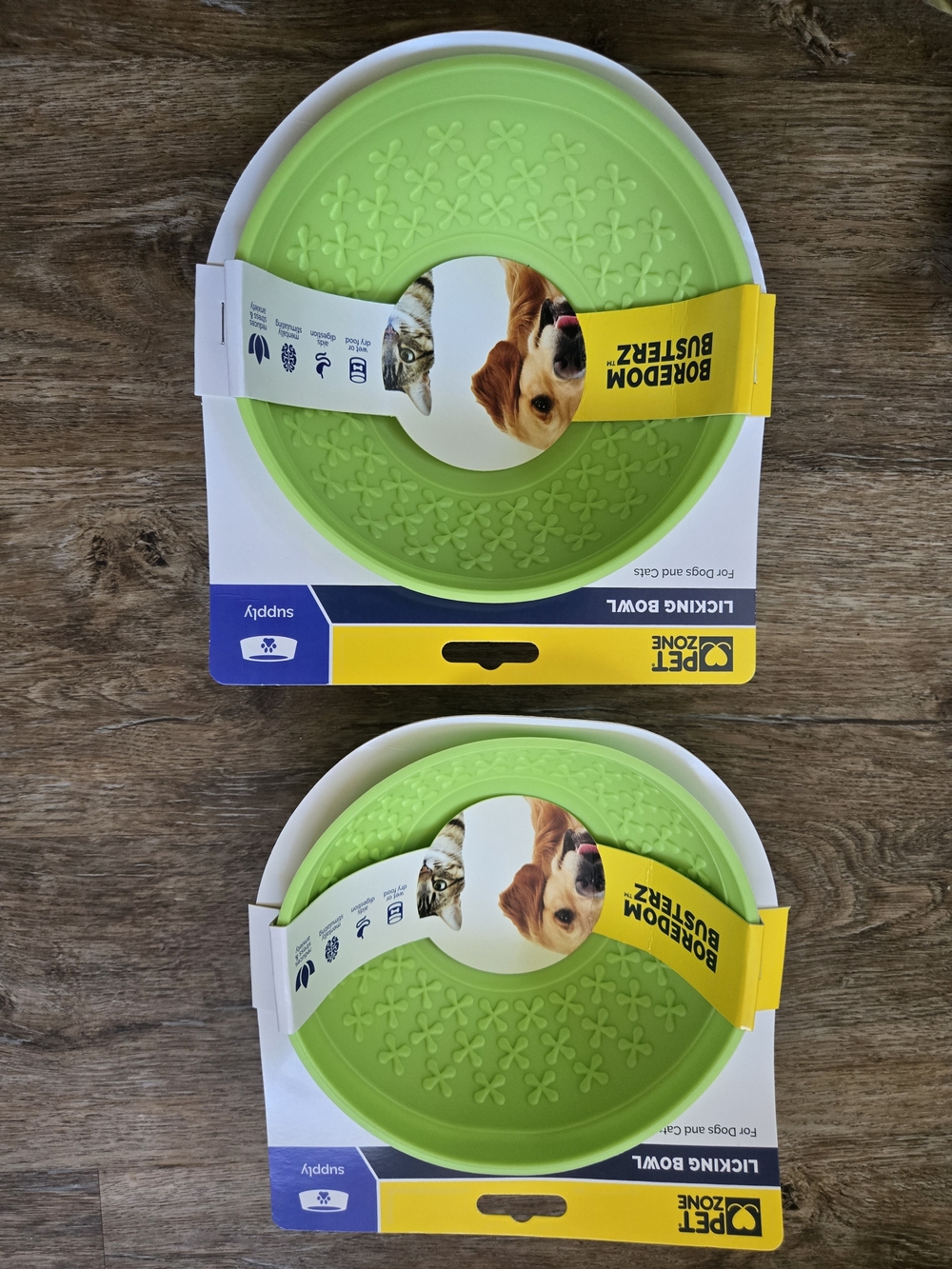 Boredom Buster Lime Green Calming Licking Bowl- 2 Pack